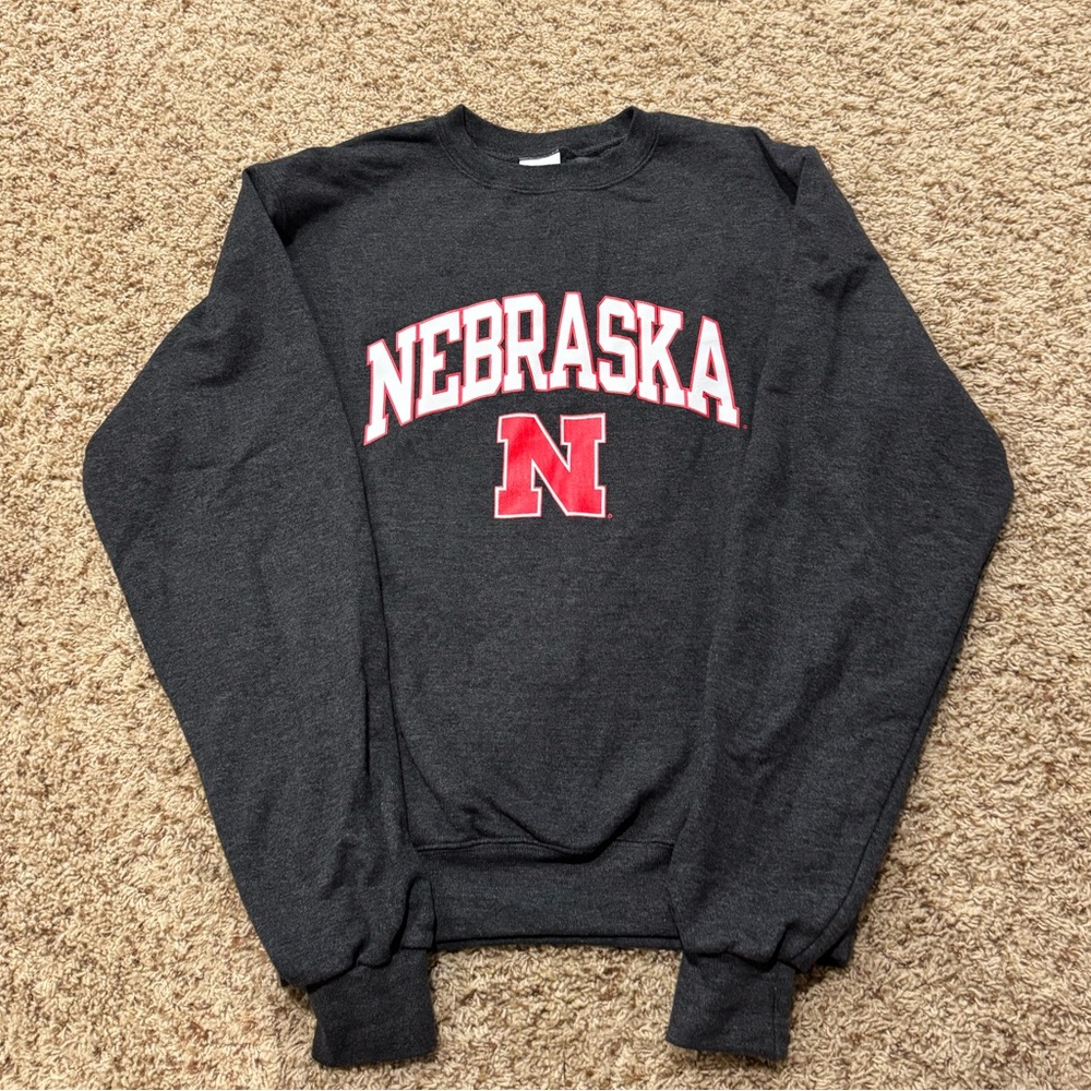 Champion Gray Nebraska Crewneck Sweater
